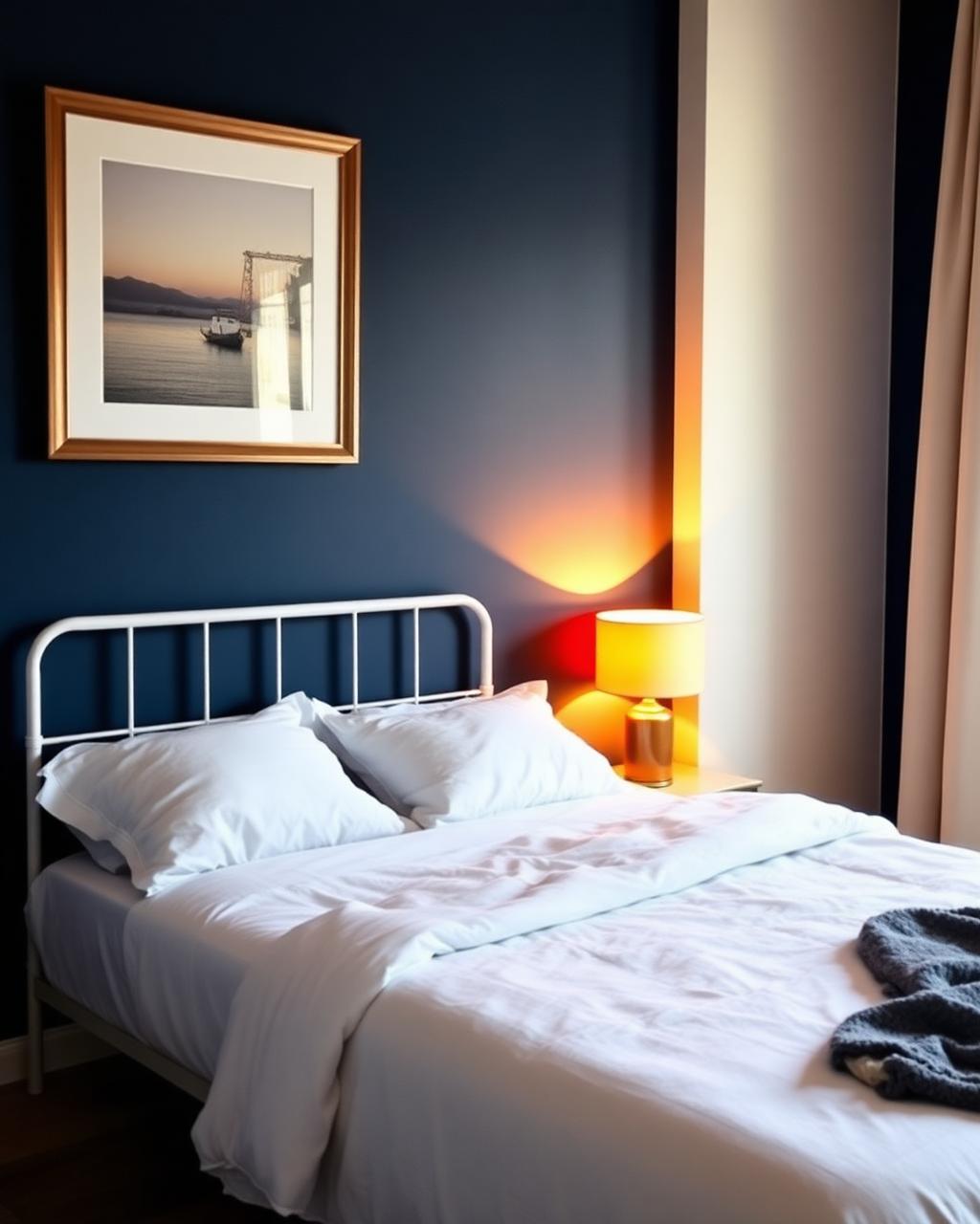 Quarto com parede navy